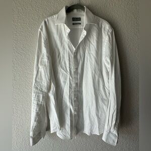 Michael Kors Men’s White Slim Fit Stretch Dress Shirt 16 34/35 Herringbone